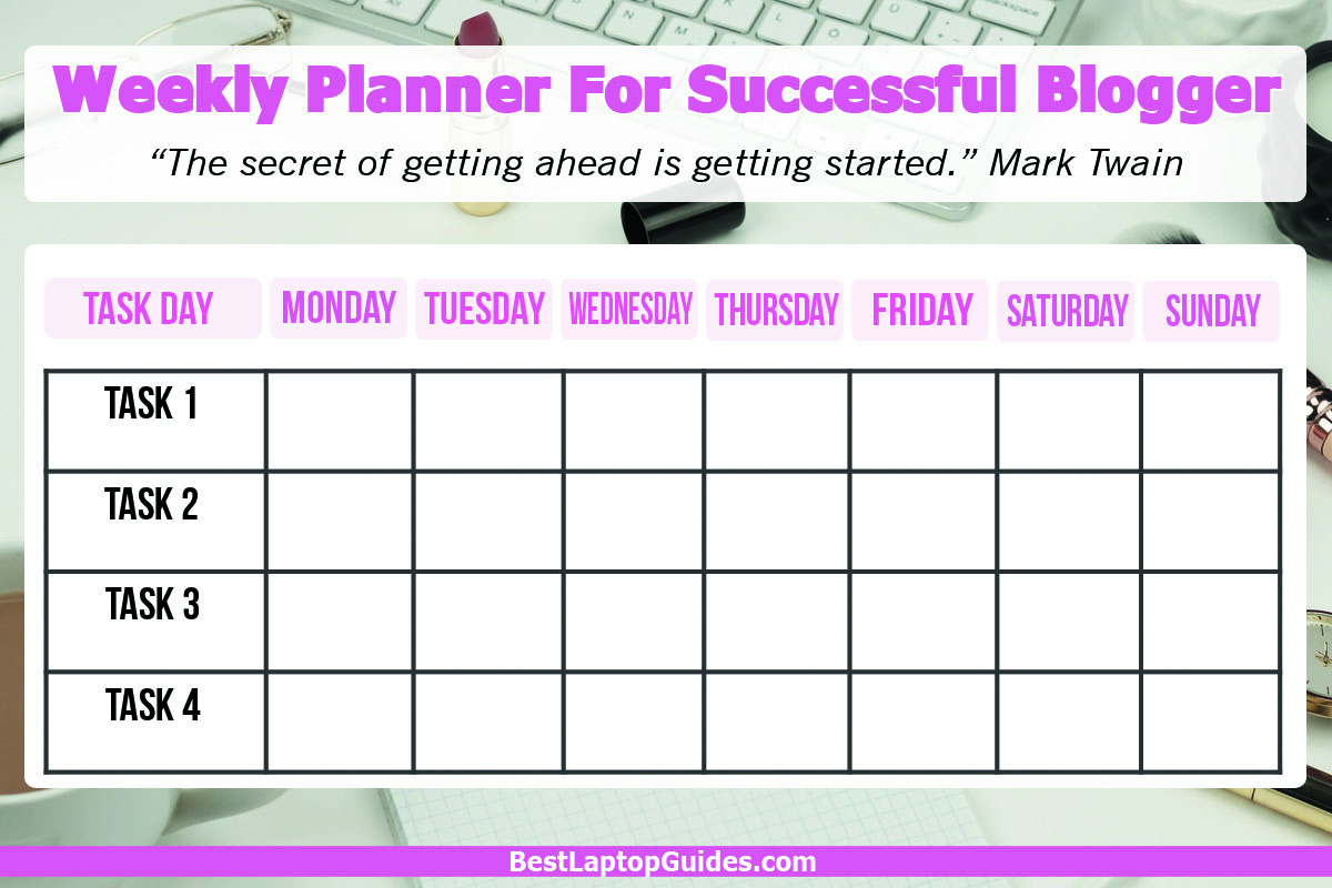 Weekly Planner For Successful Blogger