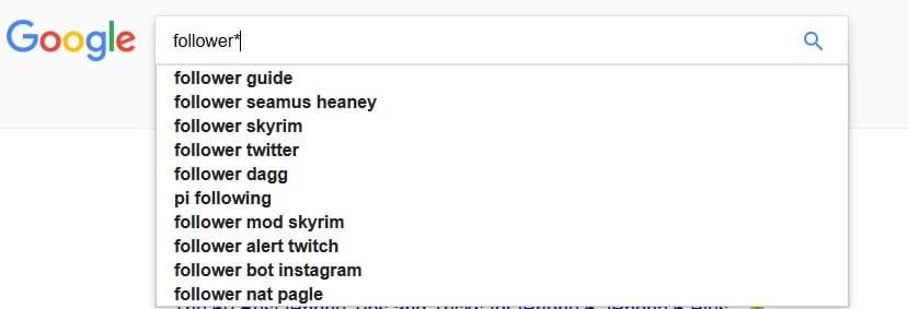 Google search asterisk tip