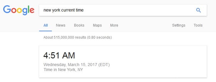 Google search current time