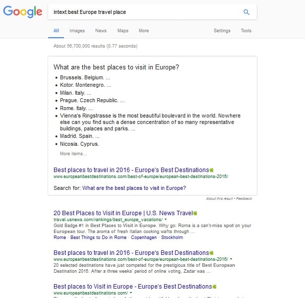 Google search intext tip