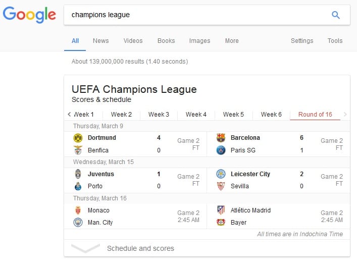 Google search sport news